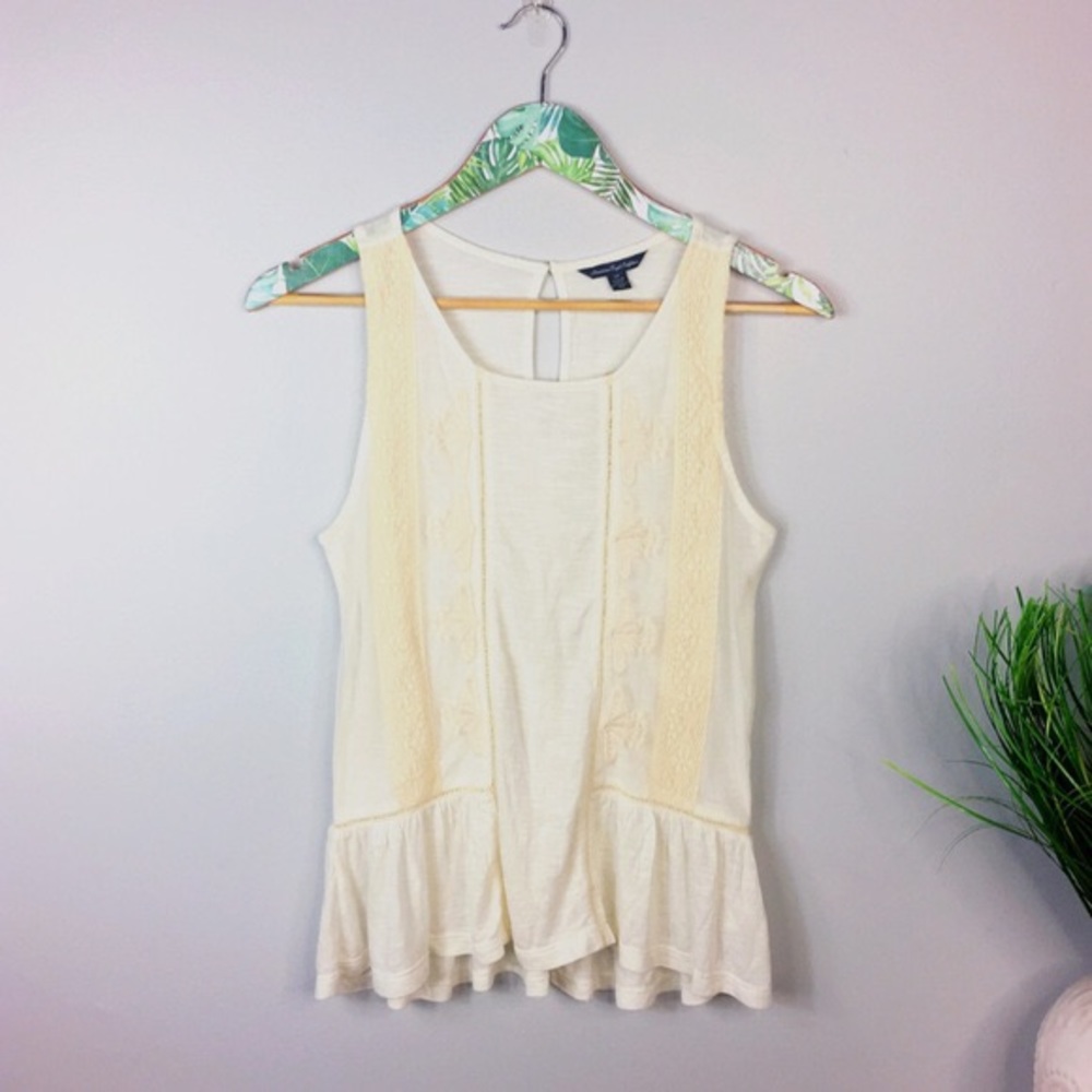 American Eagle Embroidered Peplum Tank Top